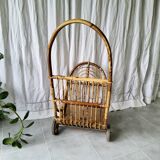 Vintage rattan log holder