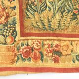 Printed green tapestry depicting birds in the park of a castle