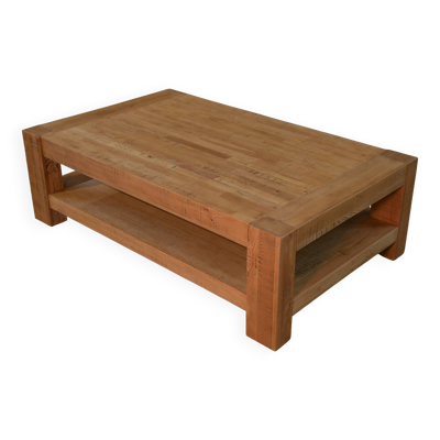 Table basse en chêne et plaquage de chêne de manufacture belge