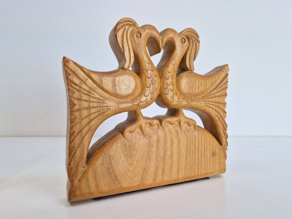 Porte-livres en bois vintage faits à la main, ensemble de 2