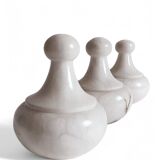 Art Deco Alabaster Set of Three Lidded Urns, Hand-Carved in Spain