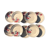 Lot de 10 assiettes plates vintage en faïence de  Lunéville