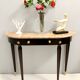 Ebonized Beech Console with a Demilune Macchiavecchia Marble Top attr. to Paolo Buffa