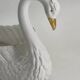 Vintage white and gold ceramic swan planter