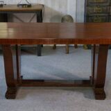 Art Deco mahogany veneer table in the style of Jules Leleu, 1930s