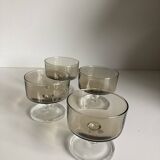 Set of 4 vintage smoked glass cups