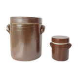 Lot de 2 pots anciens en grès