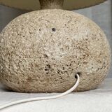 Large vintage 1960-70 chamotte ceramic ball lamp, dried flower lampshade