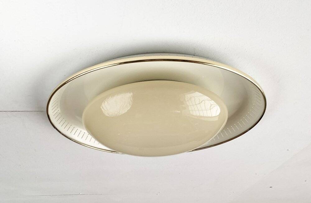 Metal and glass ceiling light in mid-century style, 1960s.