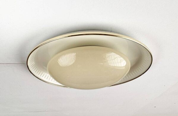Plafonnier en métal et verre de style milieu du siècle, années 1960