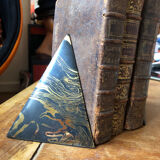 Marbled pyramids art deco bookends