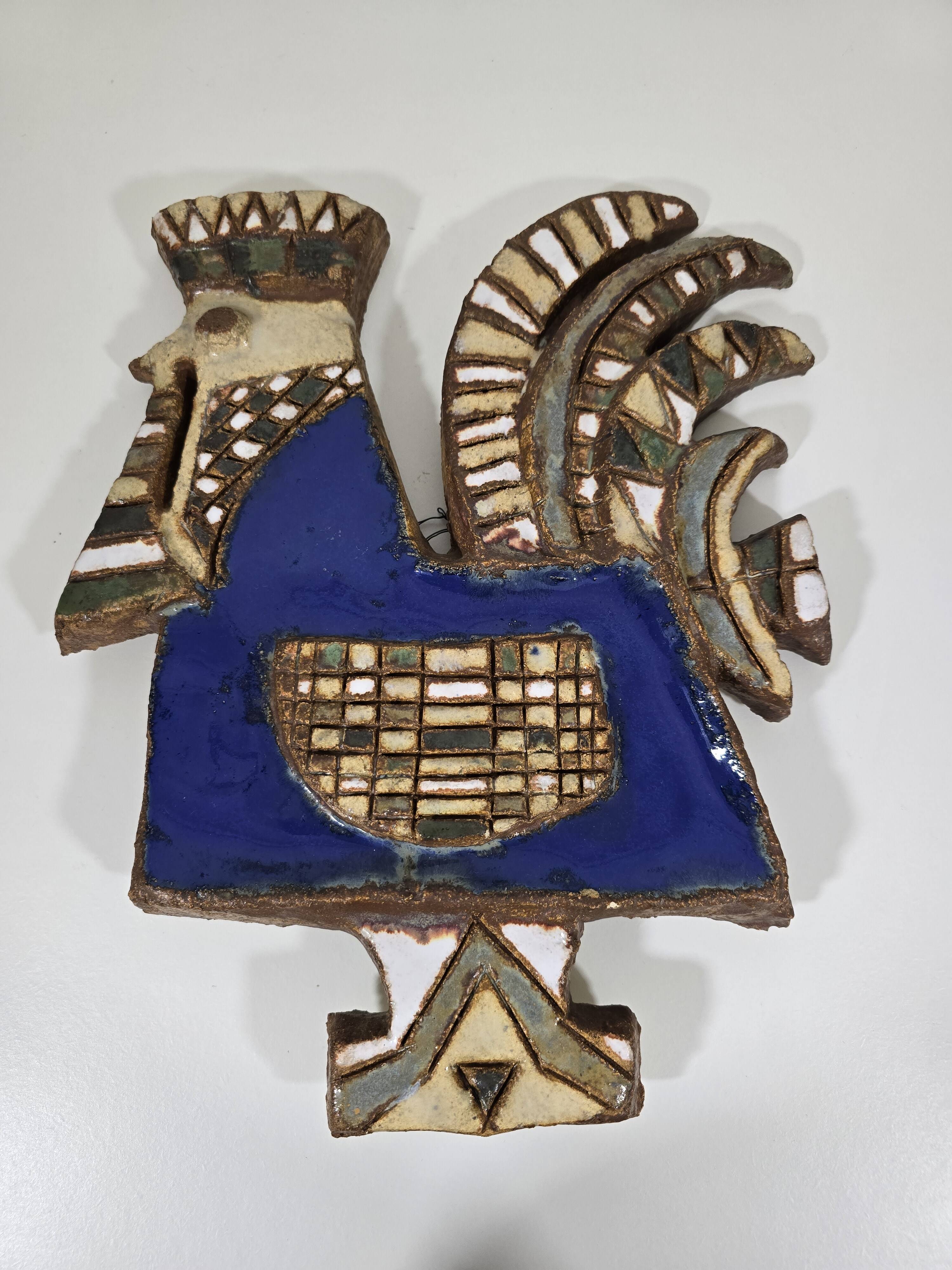 Ceramic wall plaque "Rooster" – Les Argonautes, Vallauris, 1960s