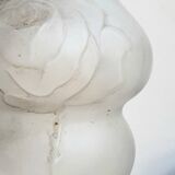 Art deco vase with floral pattern in molded pressed glass vintage 1930s