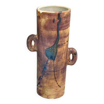 Large glazed stoneware vase, Vintage pottery of La Colombe, Vallauris, 1960s