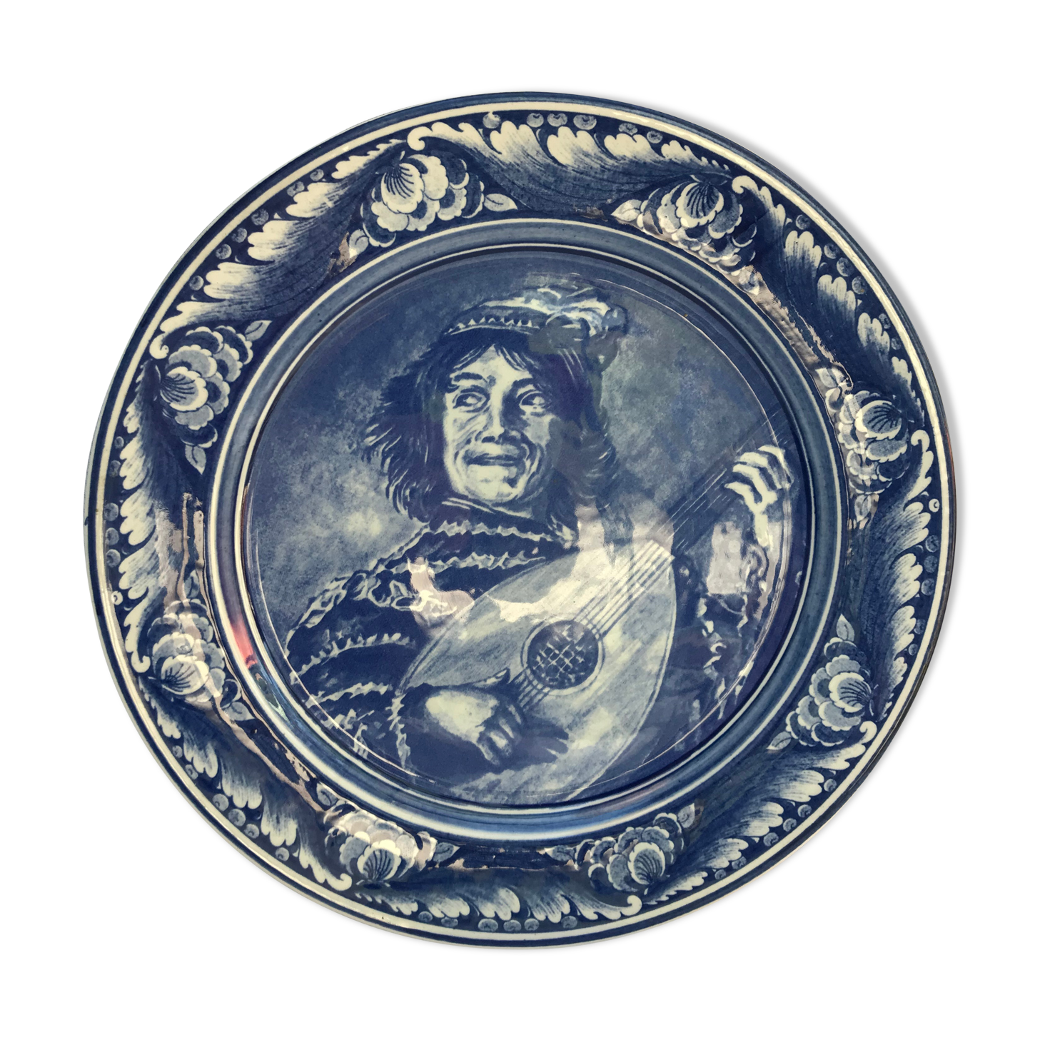 Former heineken blue Delft ceramics plate - vintage blue musician decor
