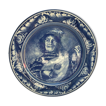 Former heineken blue Delft ceramics plate - vintage blue musician decor