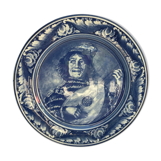 Former heineken blue Delft ceramics plate - vintage blue musician decor