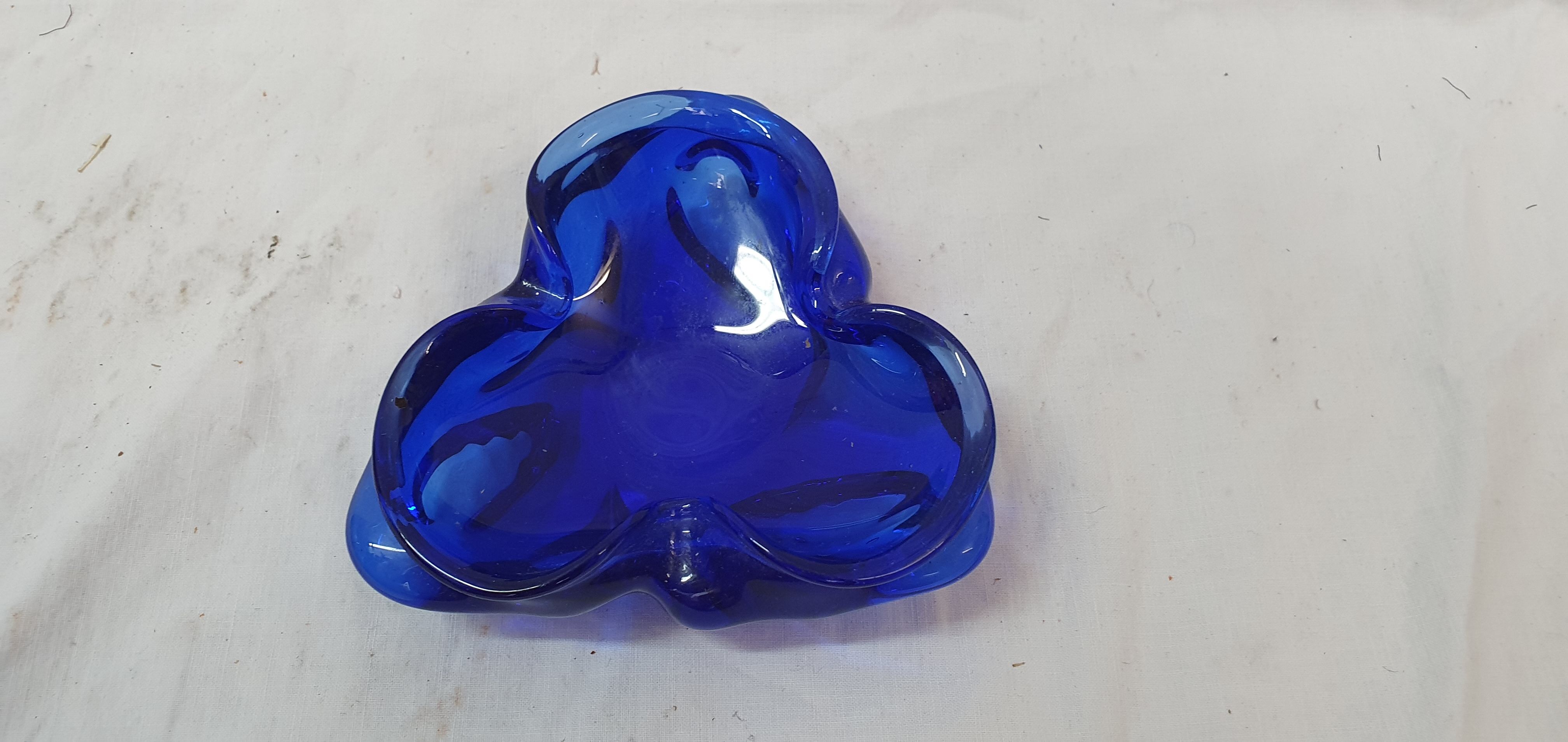 Murano ashtray royal blue glass paste
