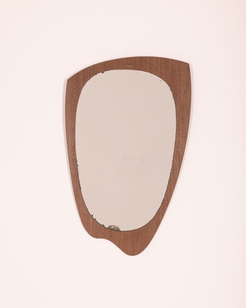 Miroir mural vintage des années 60 en bois de teck design danois