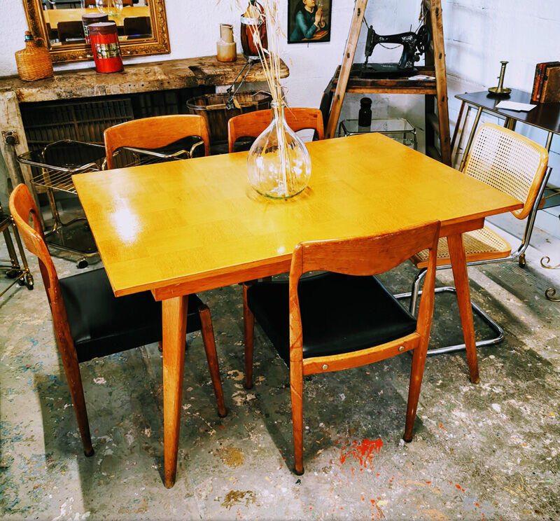 Vintage  table with compass feet 1960s