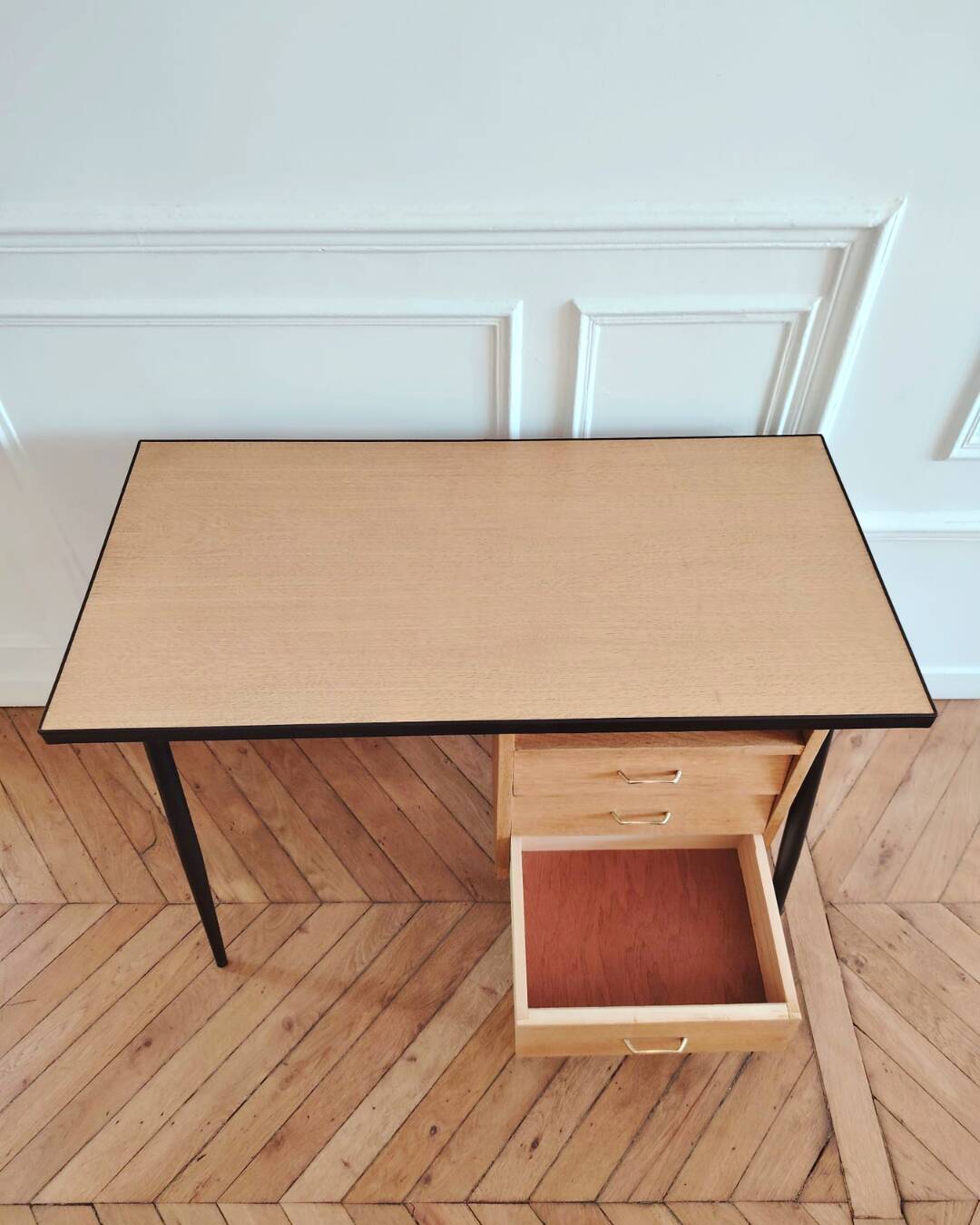 Renovated vintage desk, Scandinavian style, 1950s-60s.