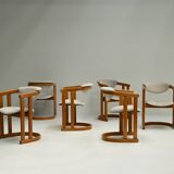 Set of 6 curverd beech wood dining chairs, 1960s Germany.