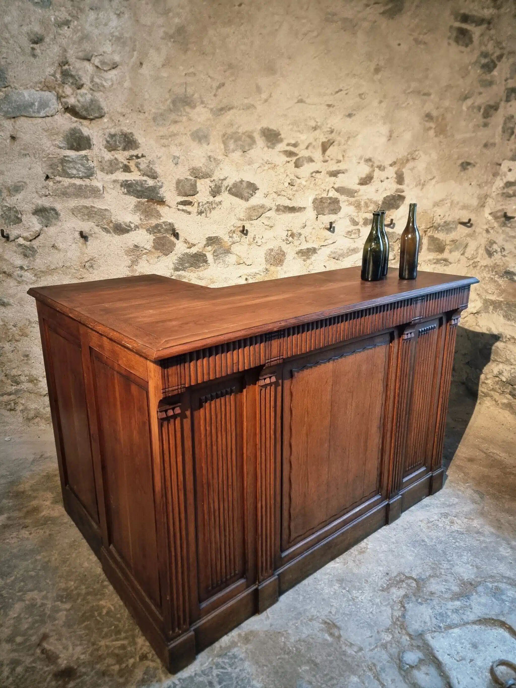 Antique French oak counter / shop counter (early 1900s)