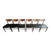 6 teak chairs, 1960s Scandinavian style, signed