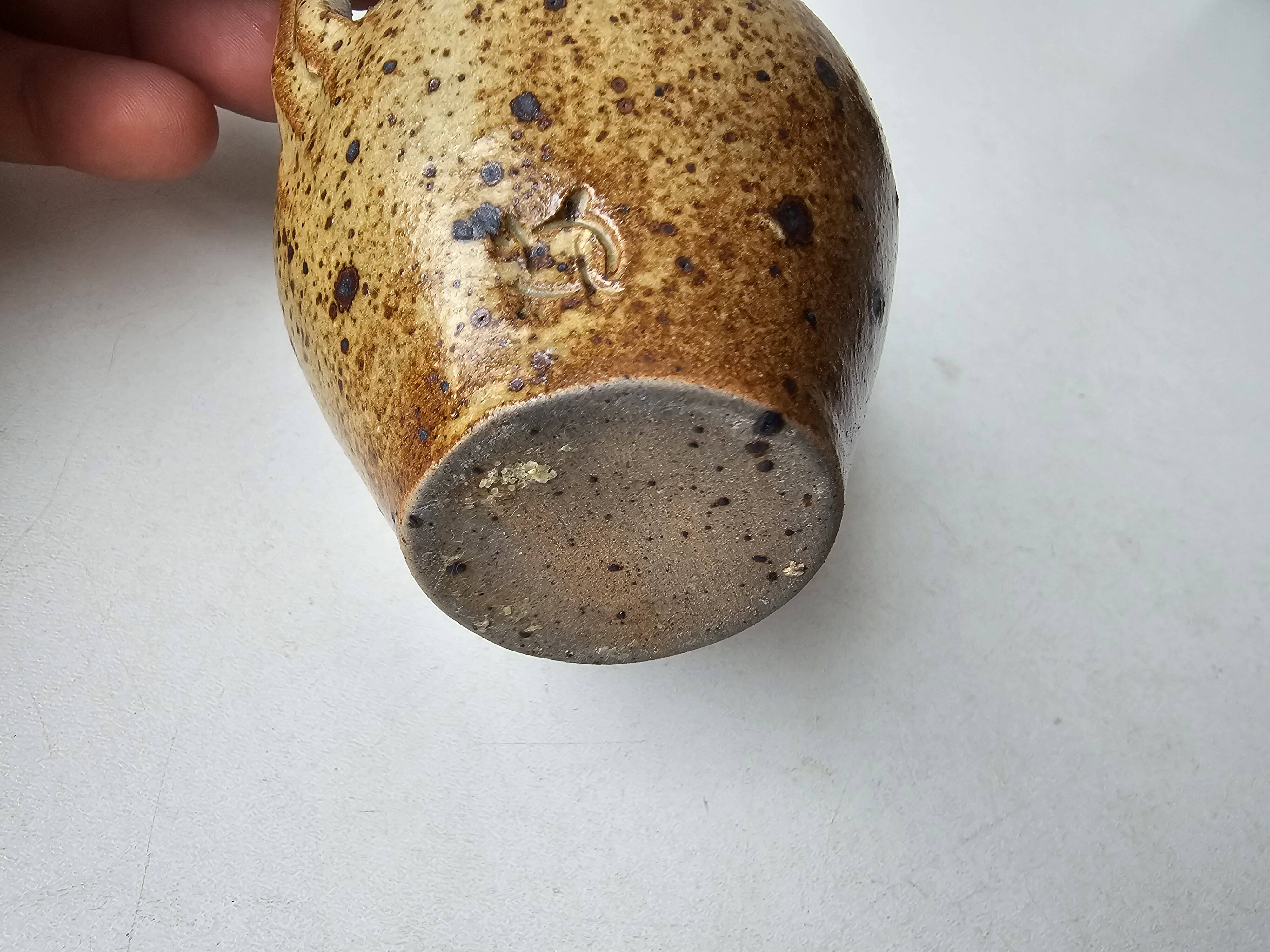 Pyrite stoneware ceramic oil cruet - Signed with pictogram Michel Dumont