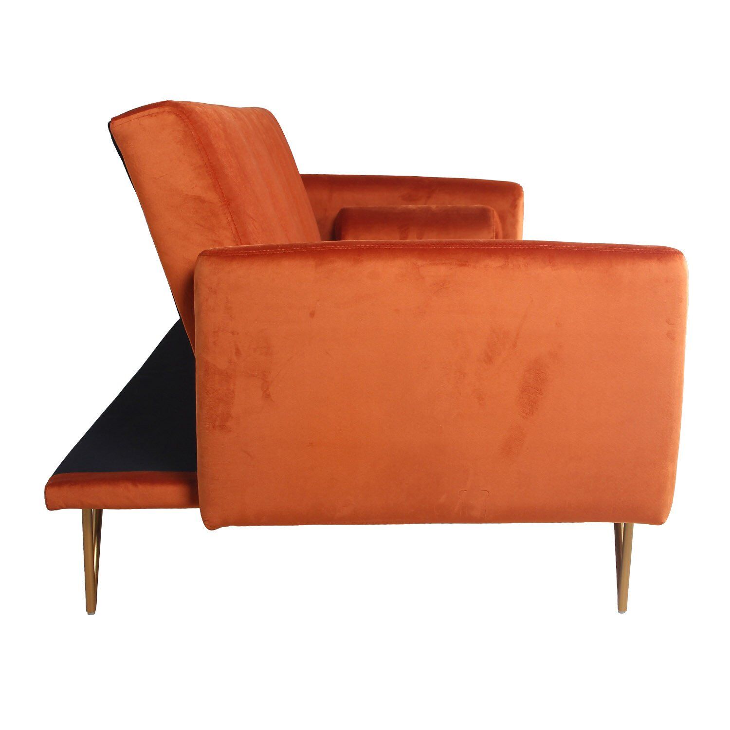 Orange velvet bed bed