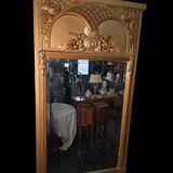 Art Deco gilded trumeau, bevelled mirror
