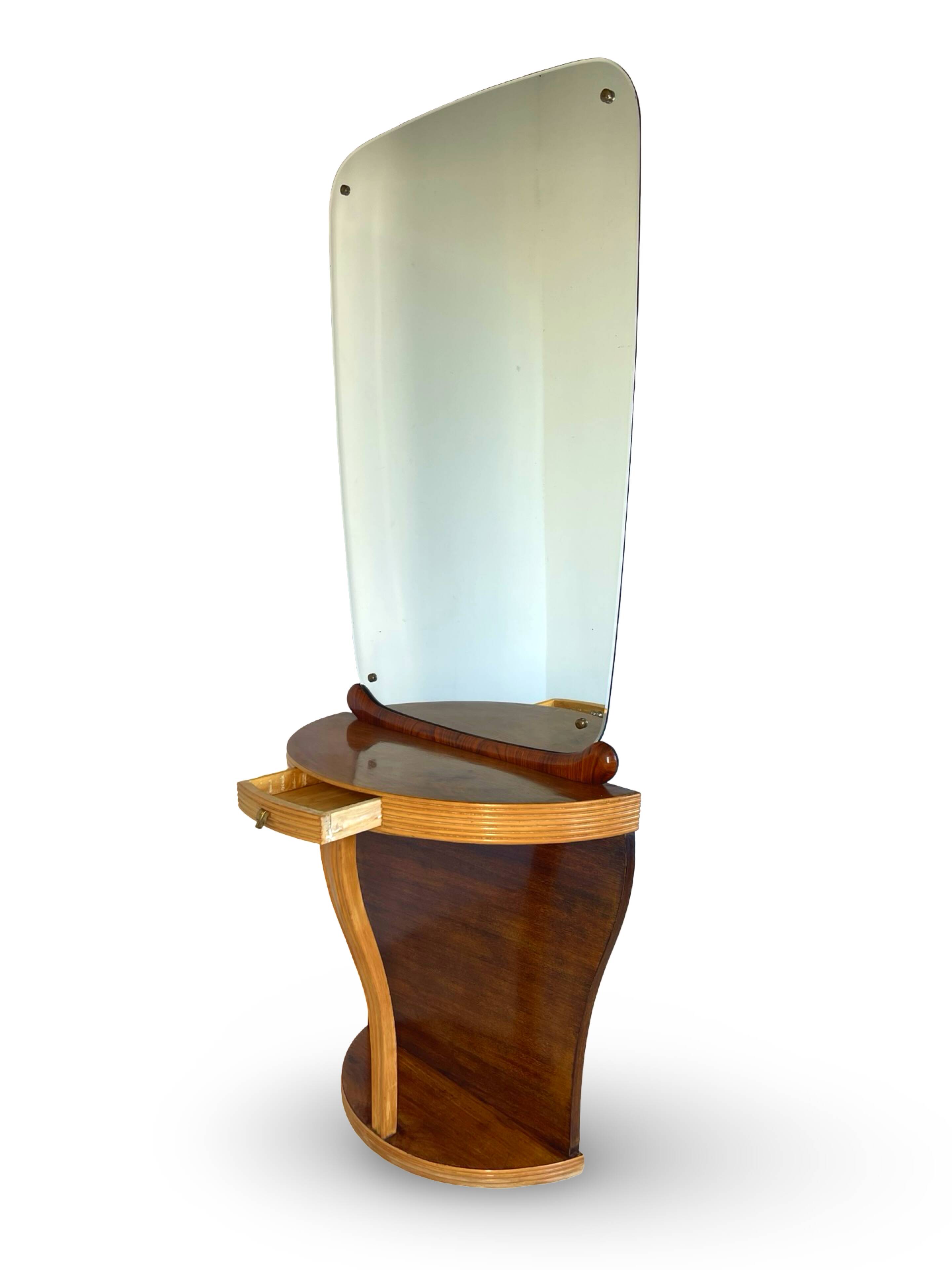 Console Art Déco moderne du milieu du siècle, dans le style de Paolo Buffa.