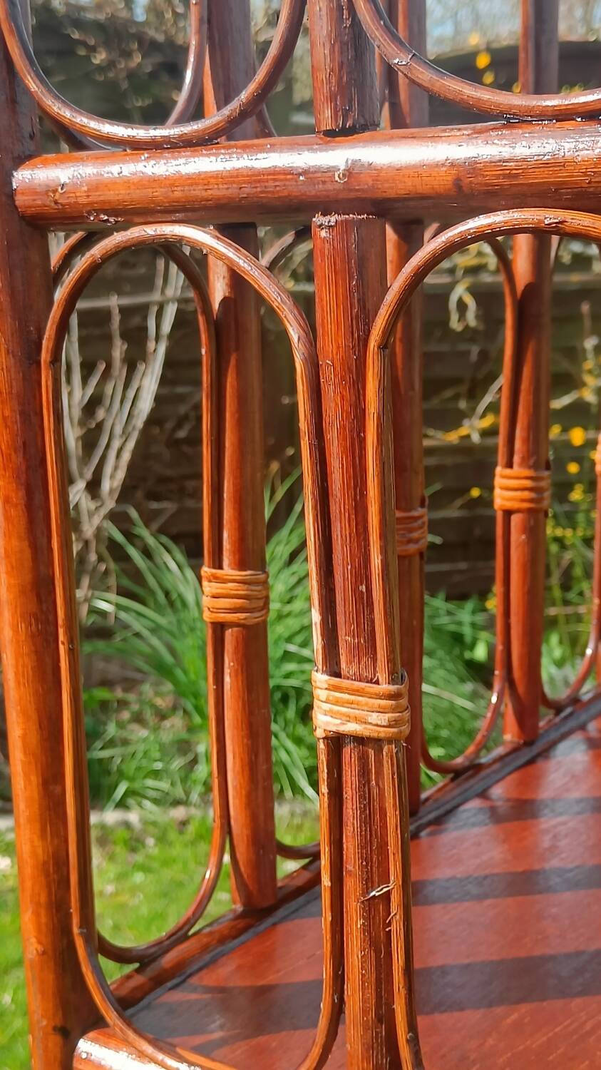 Library, vintage rattan shelves
