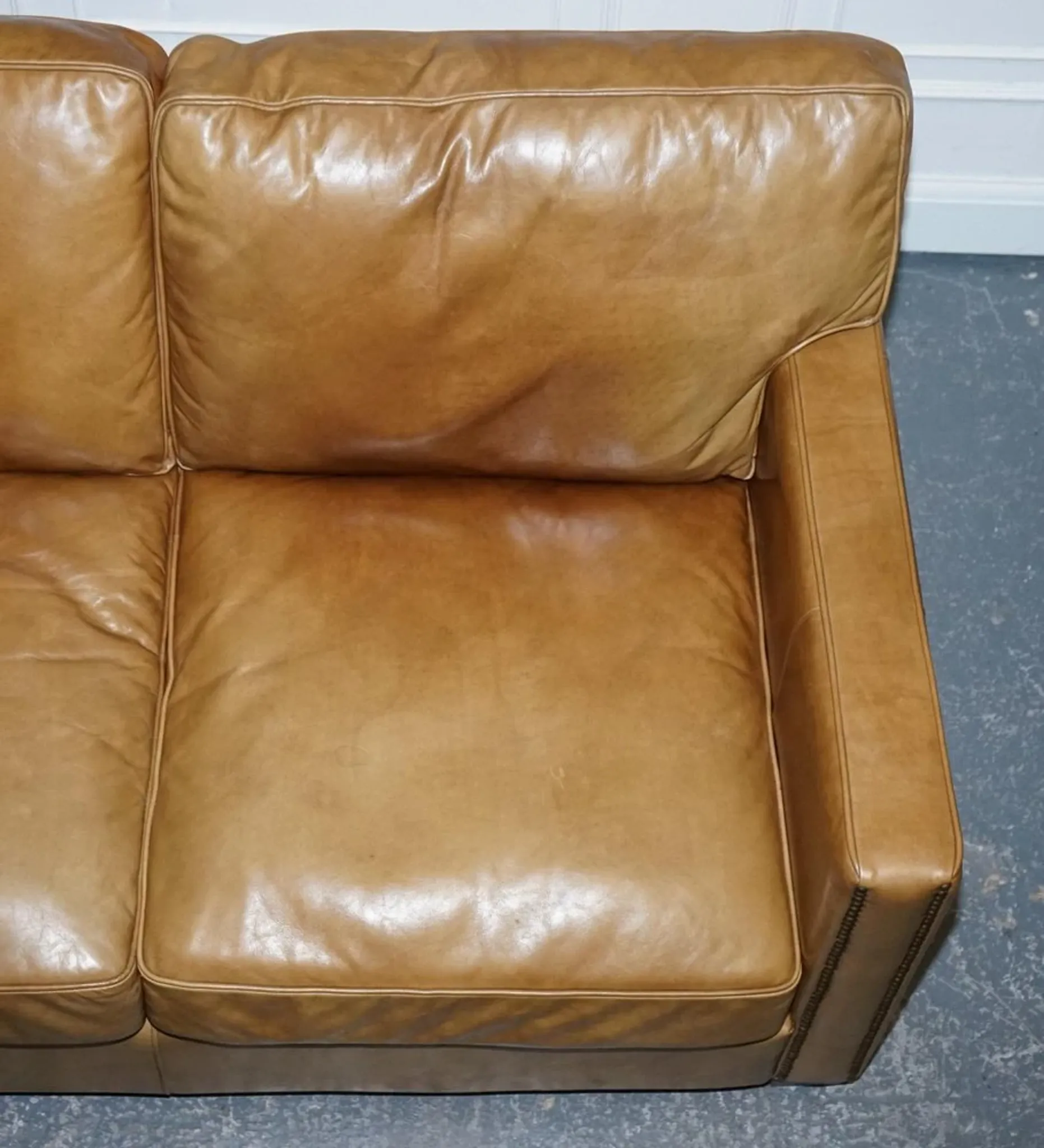 Halo Viscount Two-Seater Sofa in Tanned Leather by Timothy Oulton