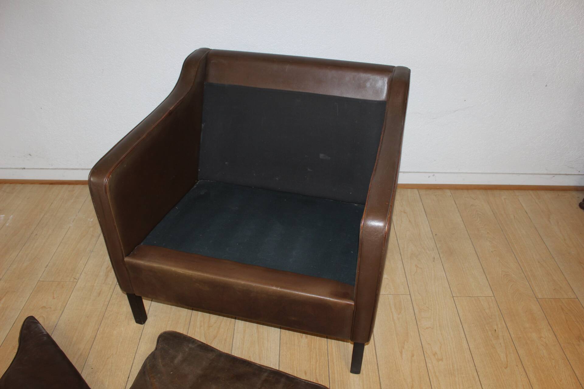 Pair of leather armchairs by Borge Mogensen circa 1970