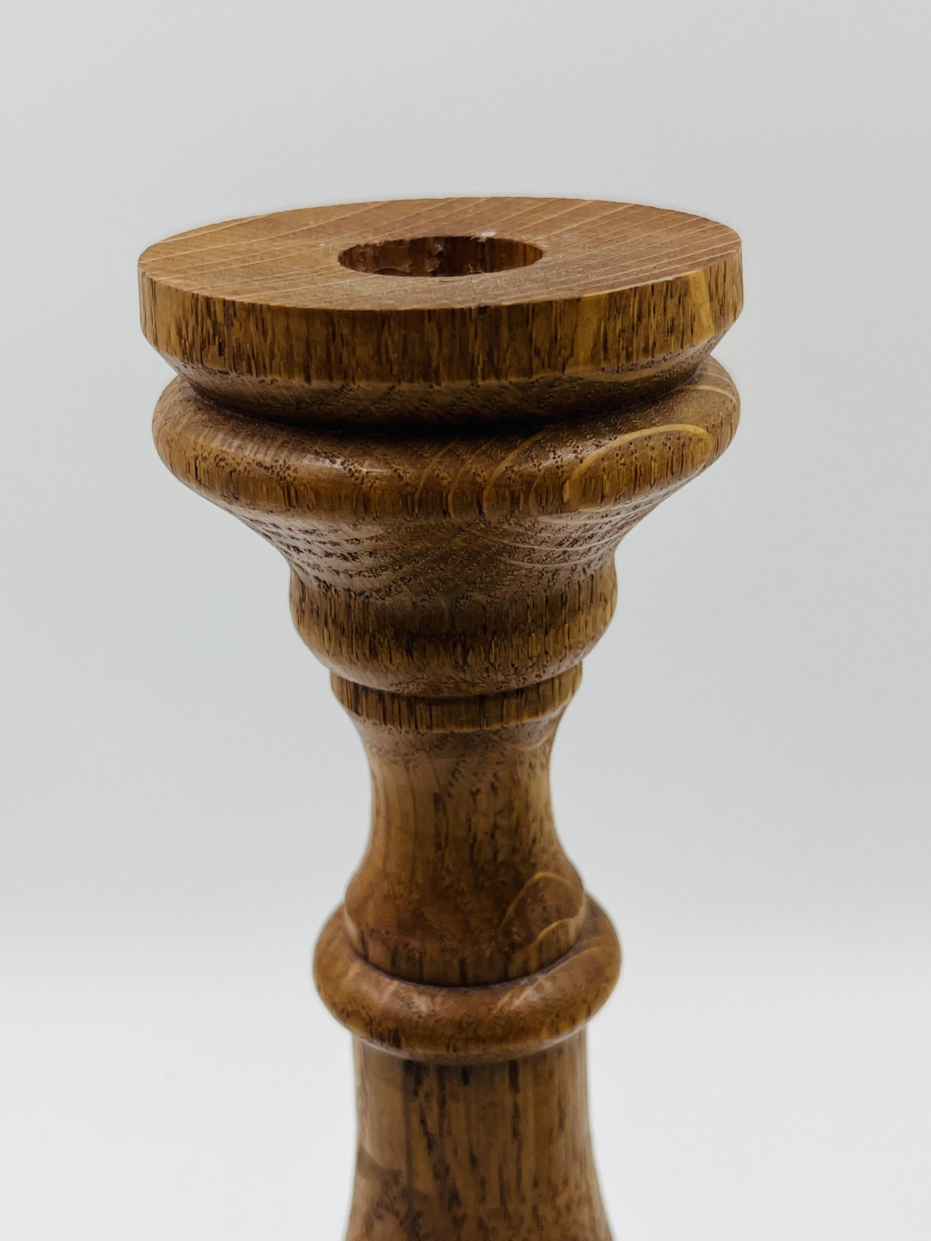 Pair of wooden candle holders