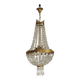 French Empire Style 3 Light Bronze Montgolfier Crystal Basket Chandelier