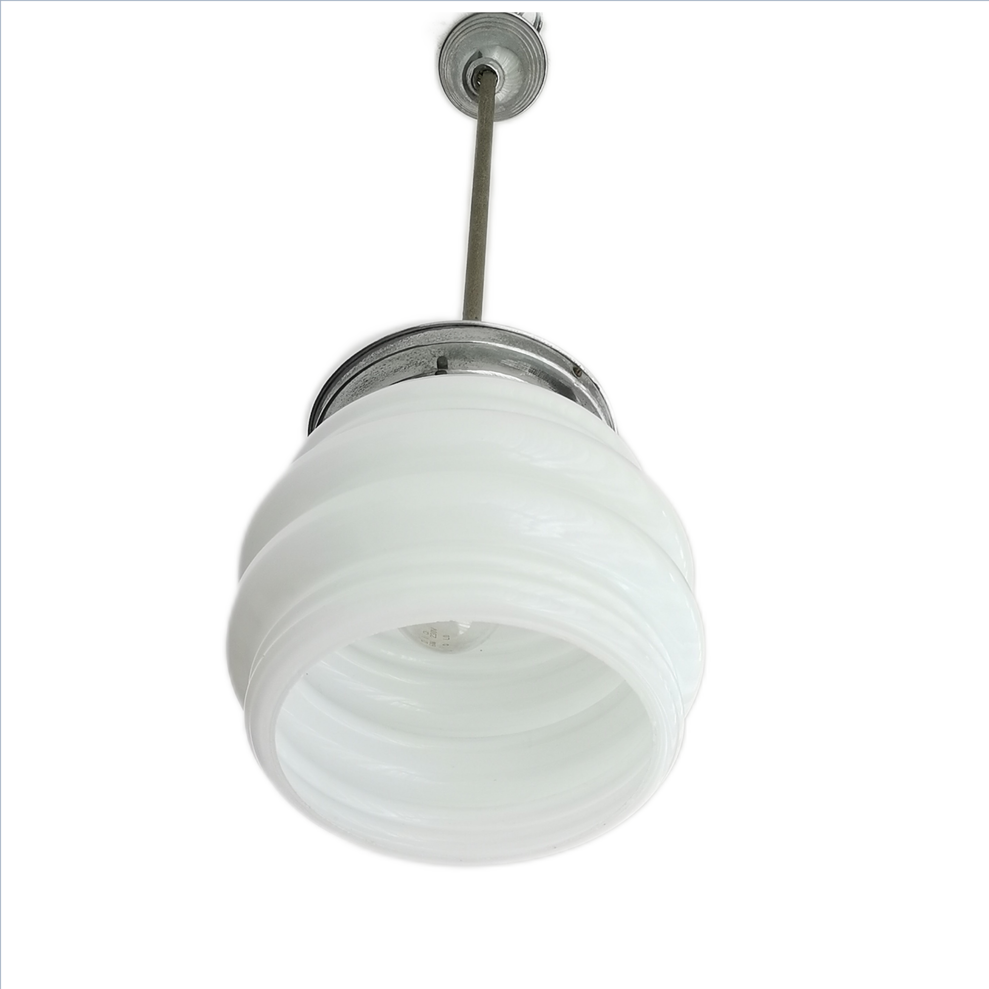 Art Deco white opal glass hanging lamp