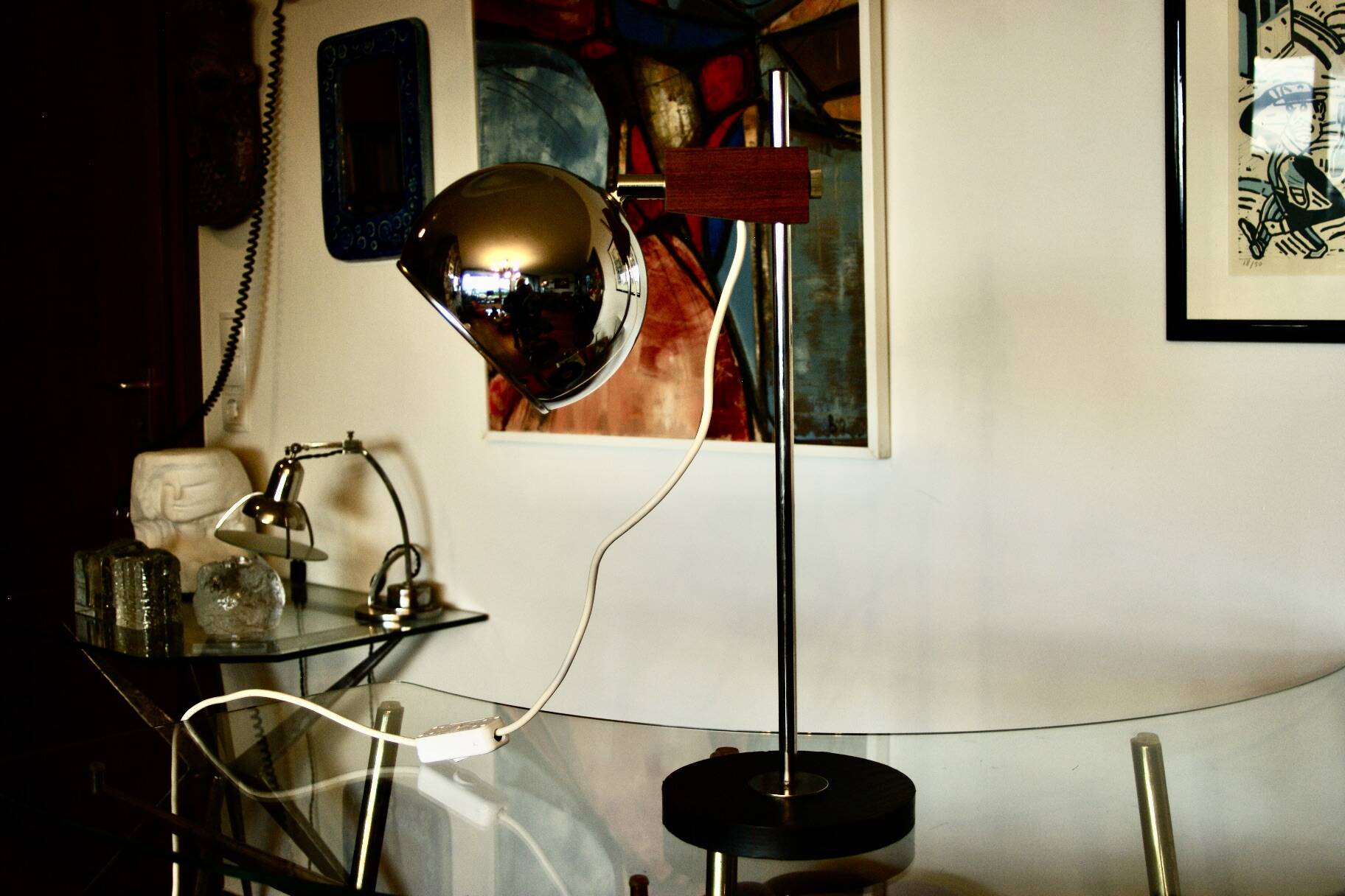 Vintage eye ball desk lamp from switzerland temde 1970