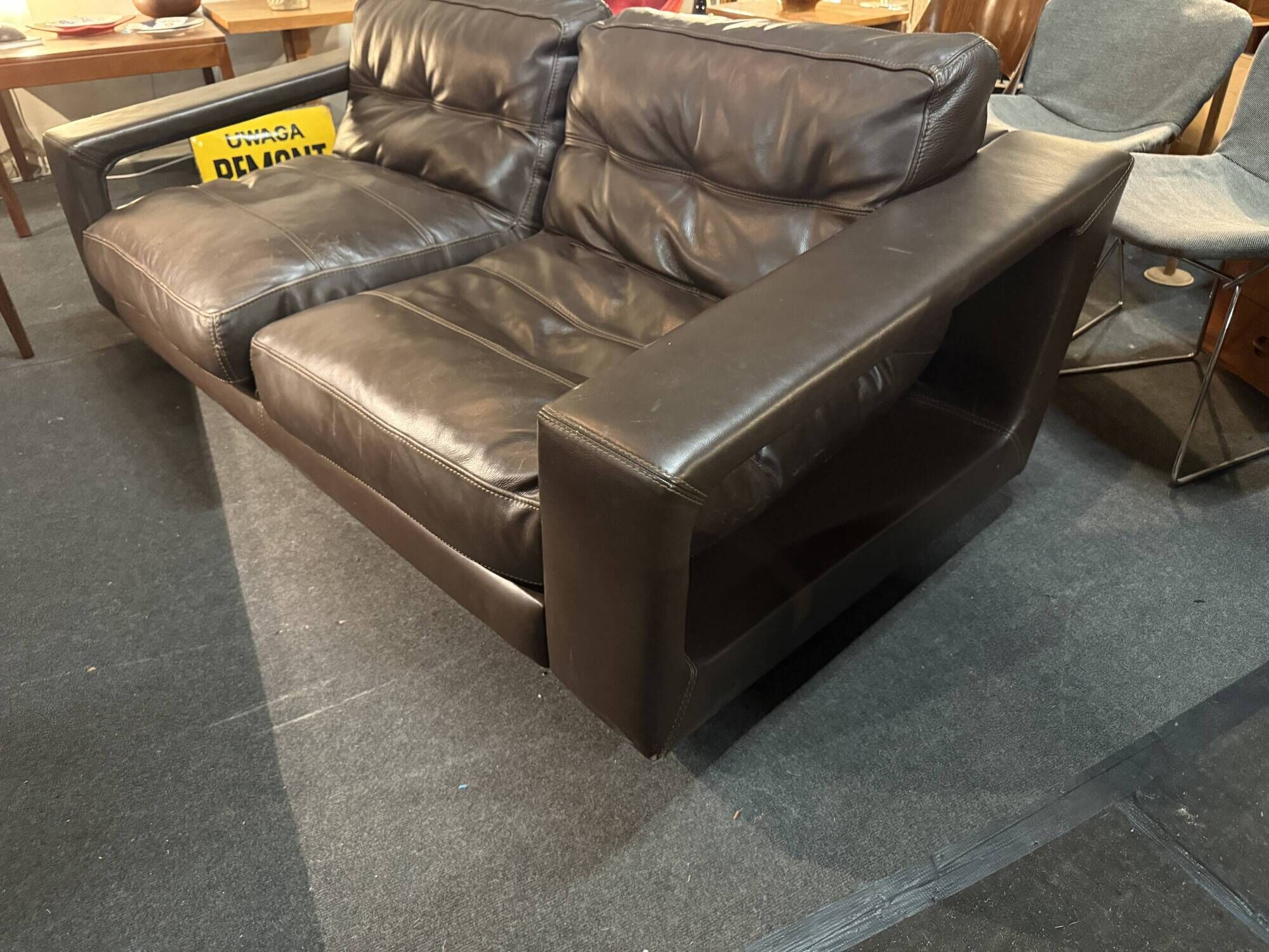 Two-seater leather sofa – Paul Daveluy by Steiner Paris – 1970s