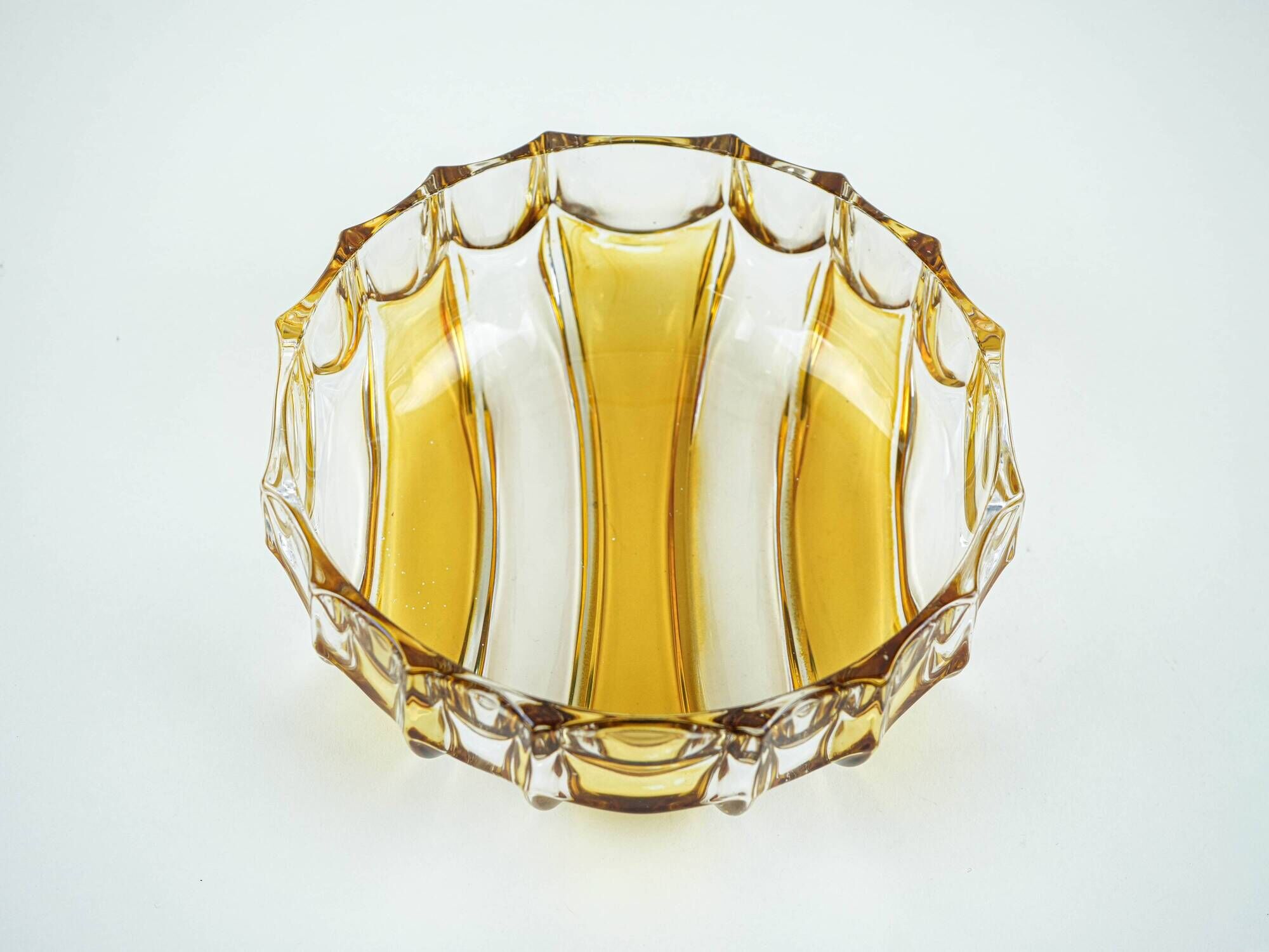 Pressed glass platter by Walther-Glas, geometric pattern, Germany, 1970s