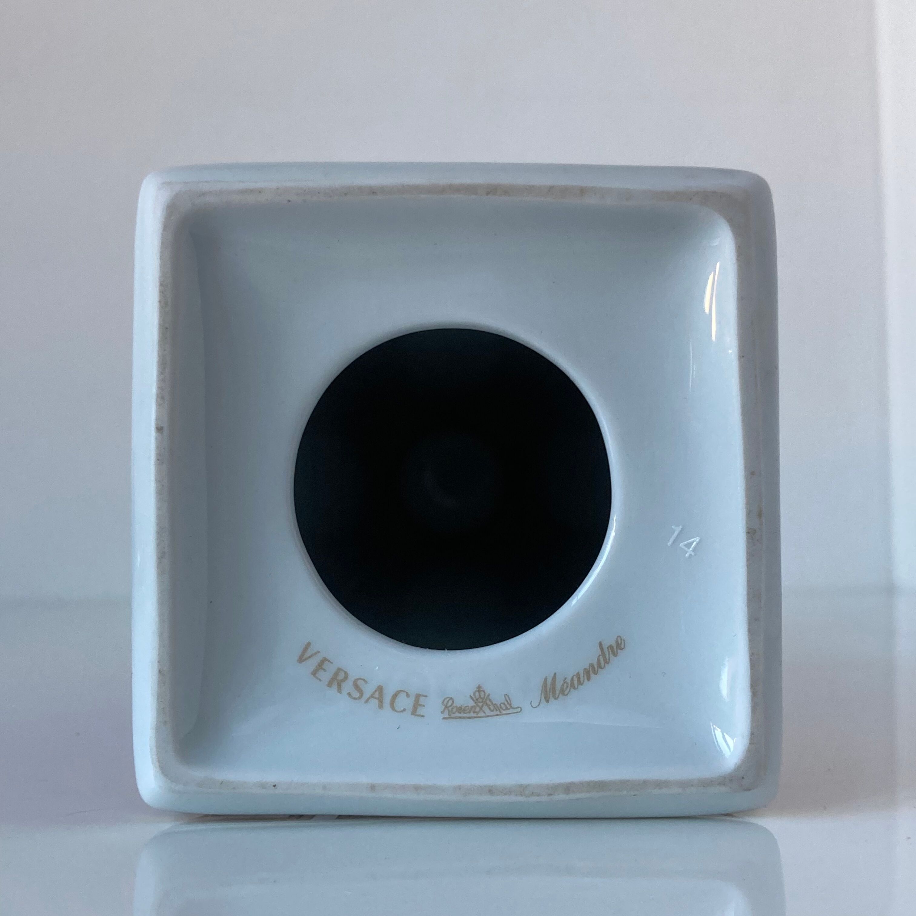 Meandre Versace candle holder for Rosenthal in glazed and gilded porcelain