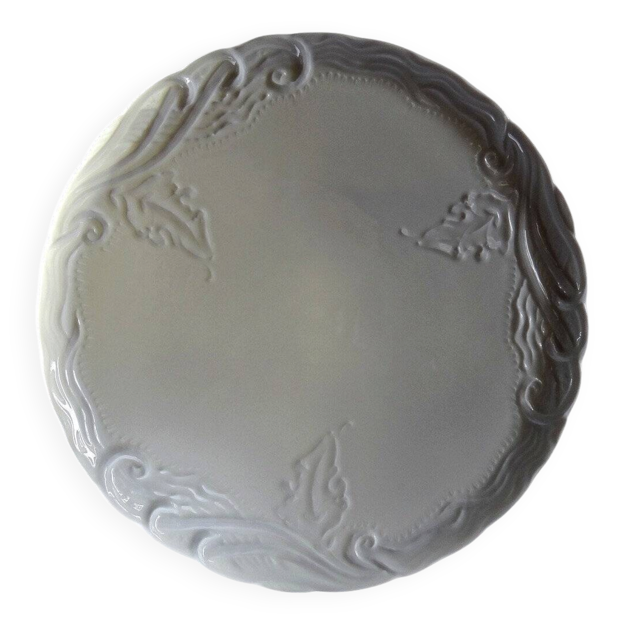 Vintage/antique large pie dish fine white Limoges porcelain.