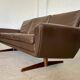 Vintage retro danish mid-century g. thams 3 person sofa in brown leather