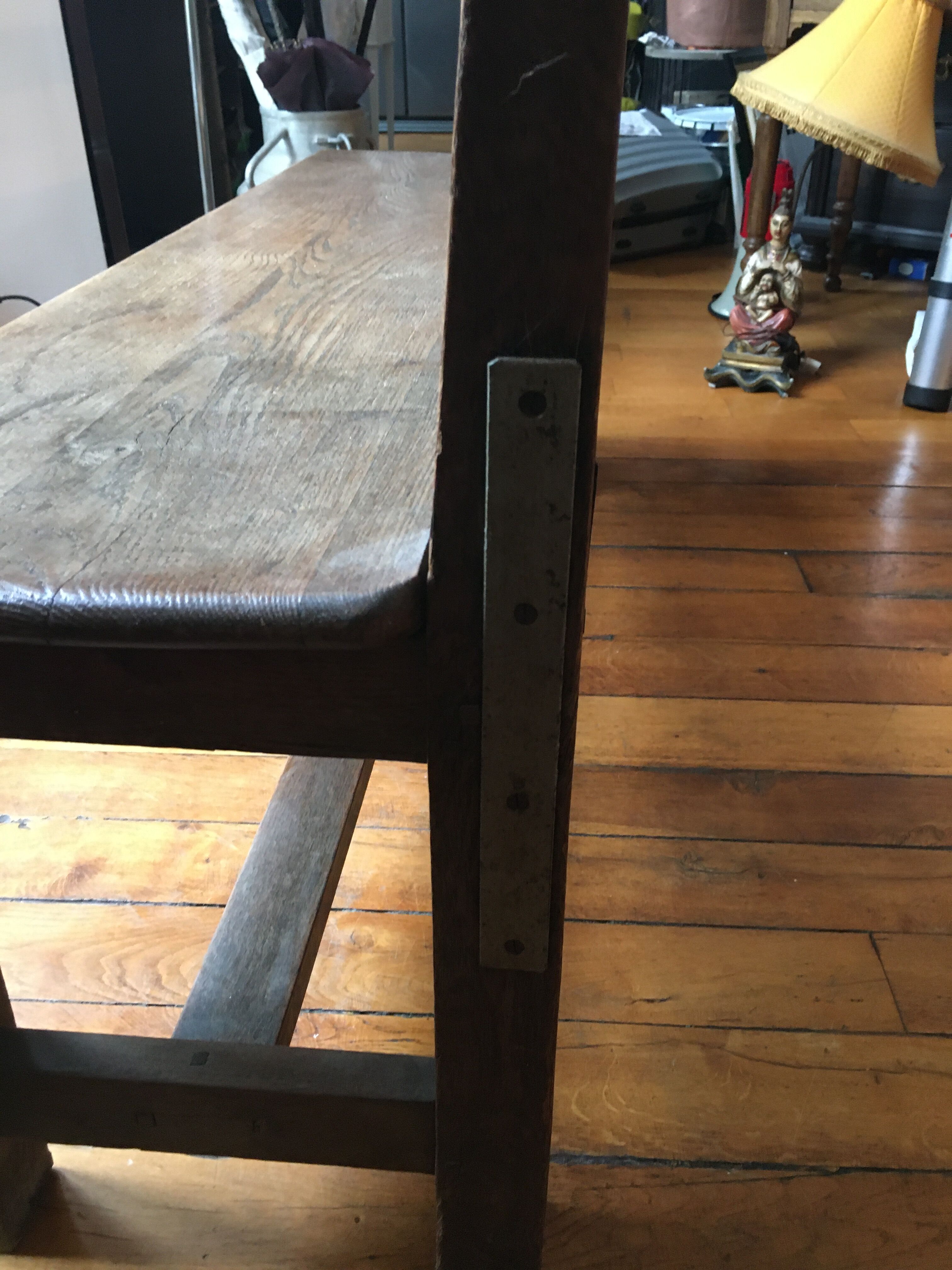 Old solid wood back bench