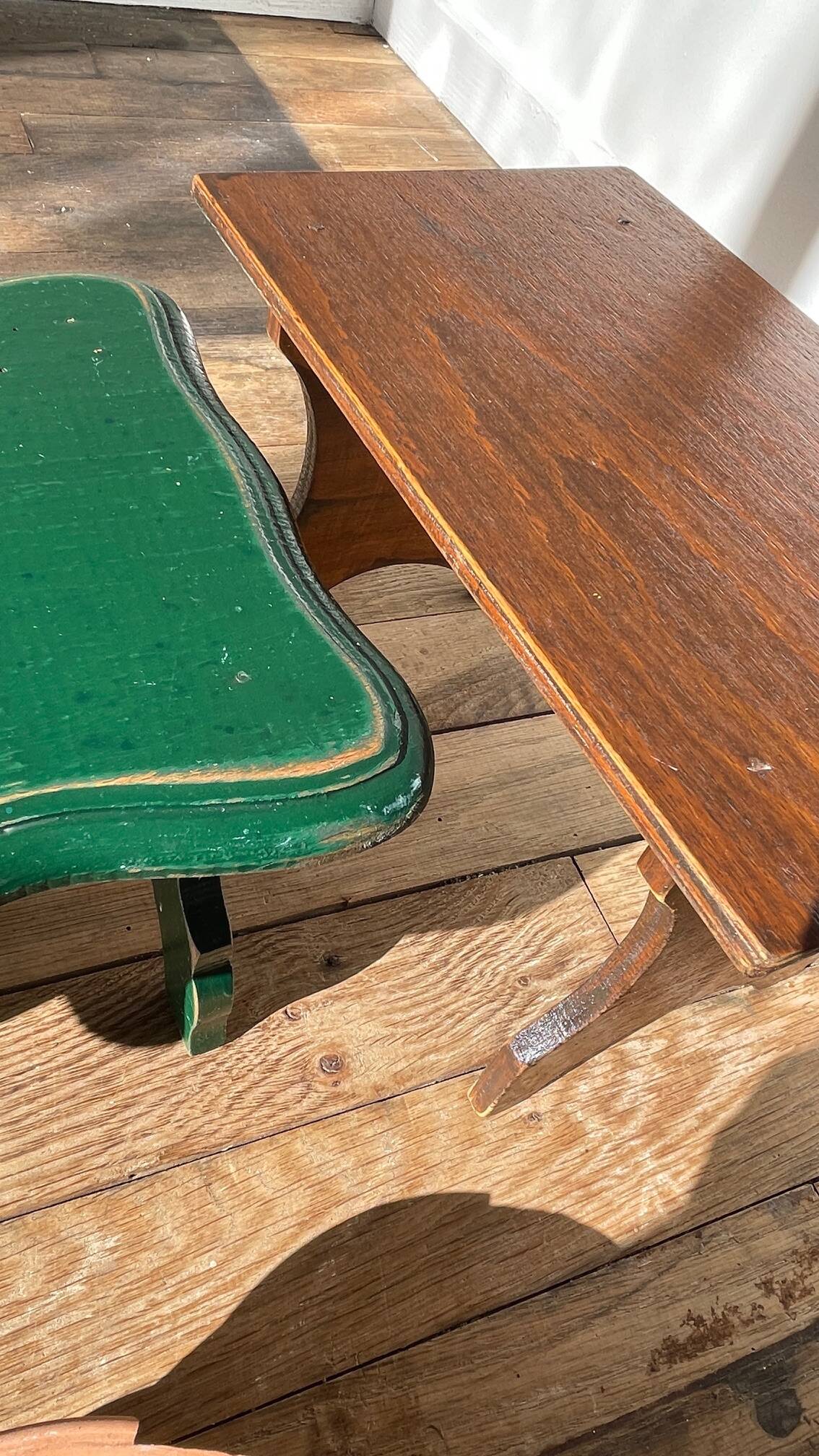 2 vintage wooden bar stools