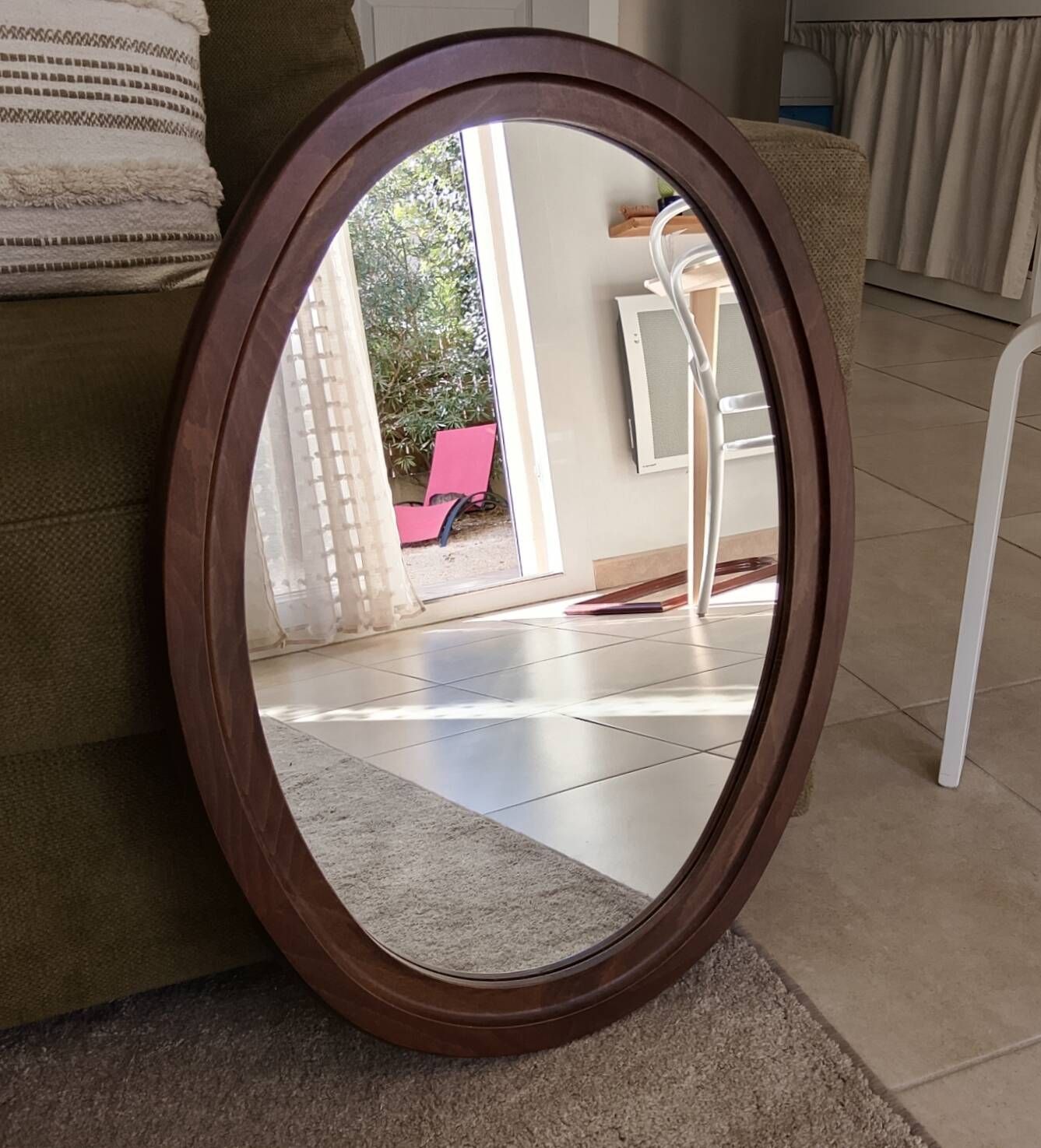 Miroir ovale vintage de style scandinave années 80/90
