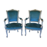 Patinated Louis XV style armchairs (pair or individual)