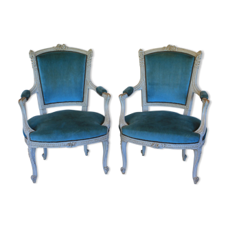 Patinated Louis XV style armchairs (pair or individual)