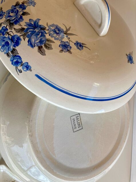 Vintage faience soup tureen Salins